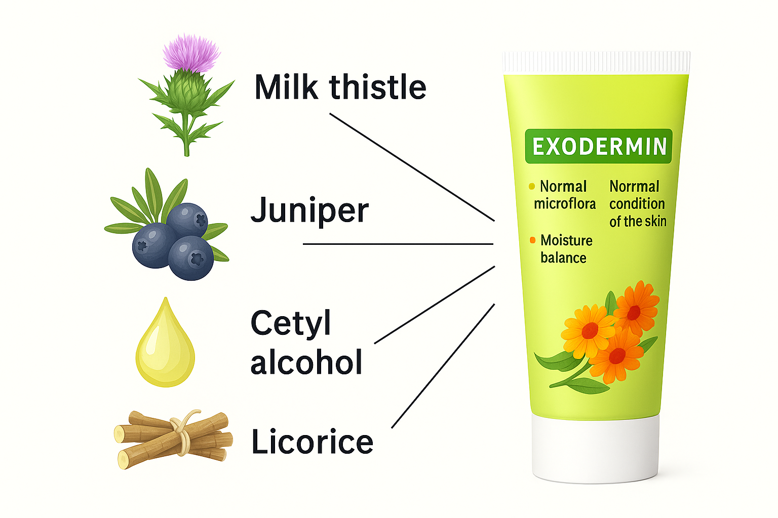 Ingredientes naturales de Exodermin