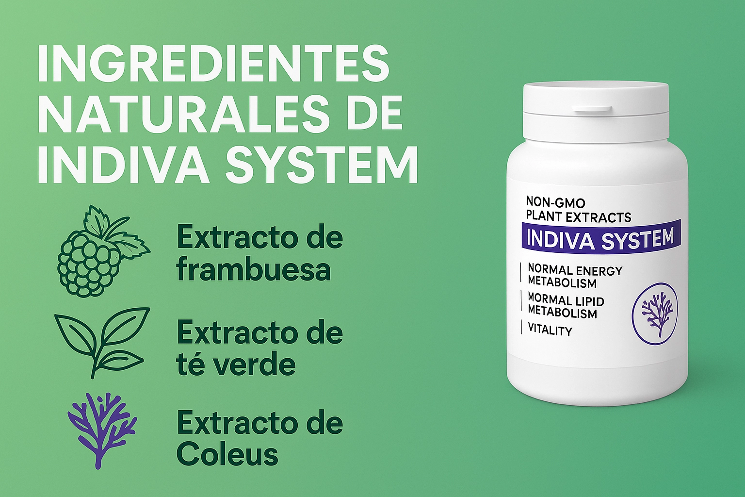 Ingredientes naturales de Indiva System