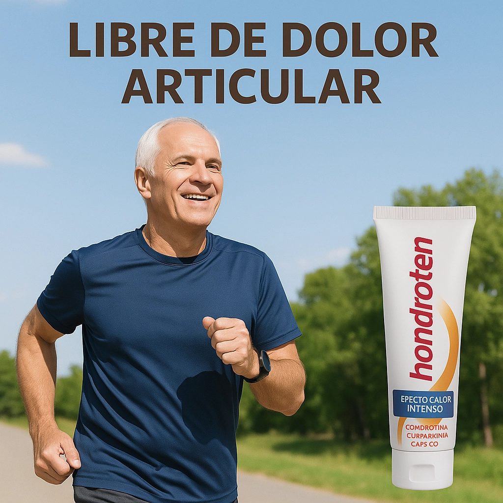 Hombre mayor corriendo libremente tras tratamiento con Hondroten