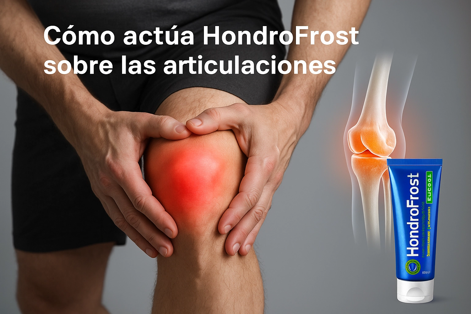Infografía del mecanismo de acción del gel HondroFrost