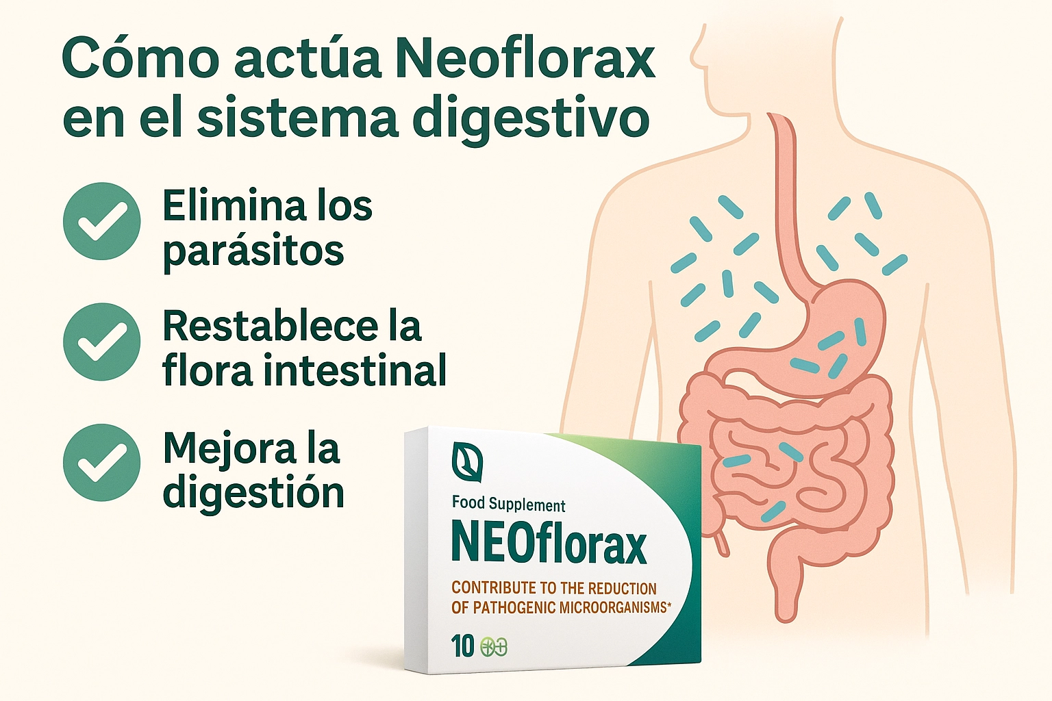 Instrucciones de uso y dosis recomendada de Neoflorax
