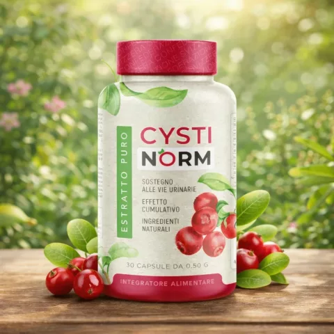 CystiNorm cápsulas en formato gel con presentación del producto