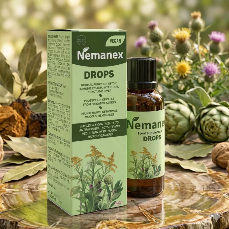 Nemanex gotas en formato crema con presentación del producto