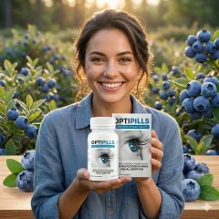 OptiPills cápsulas en formato gel con presentación del producto