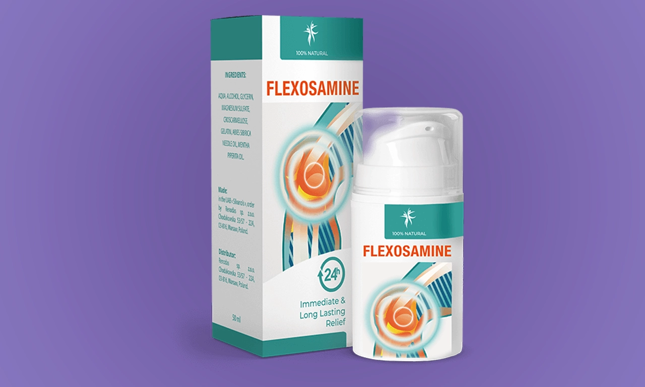Aplicación de Flexosamine – crema tópica fácil de usar para aliviar el dolor articular y muscular de manera rápida y efectiva.
