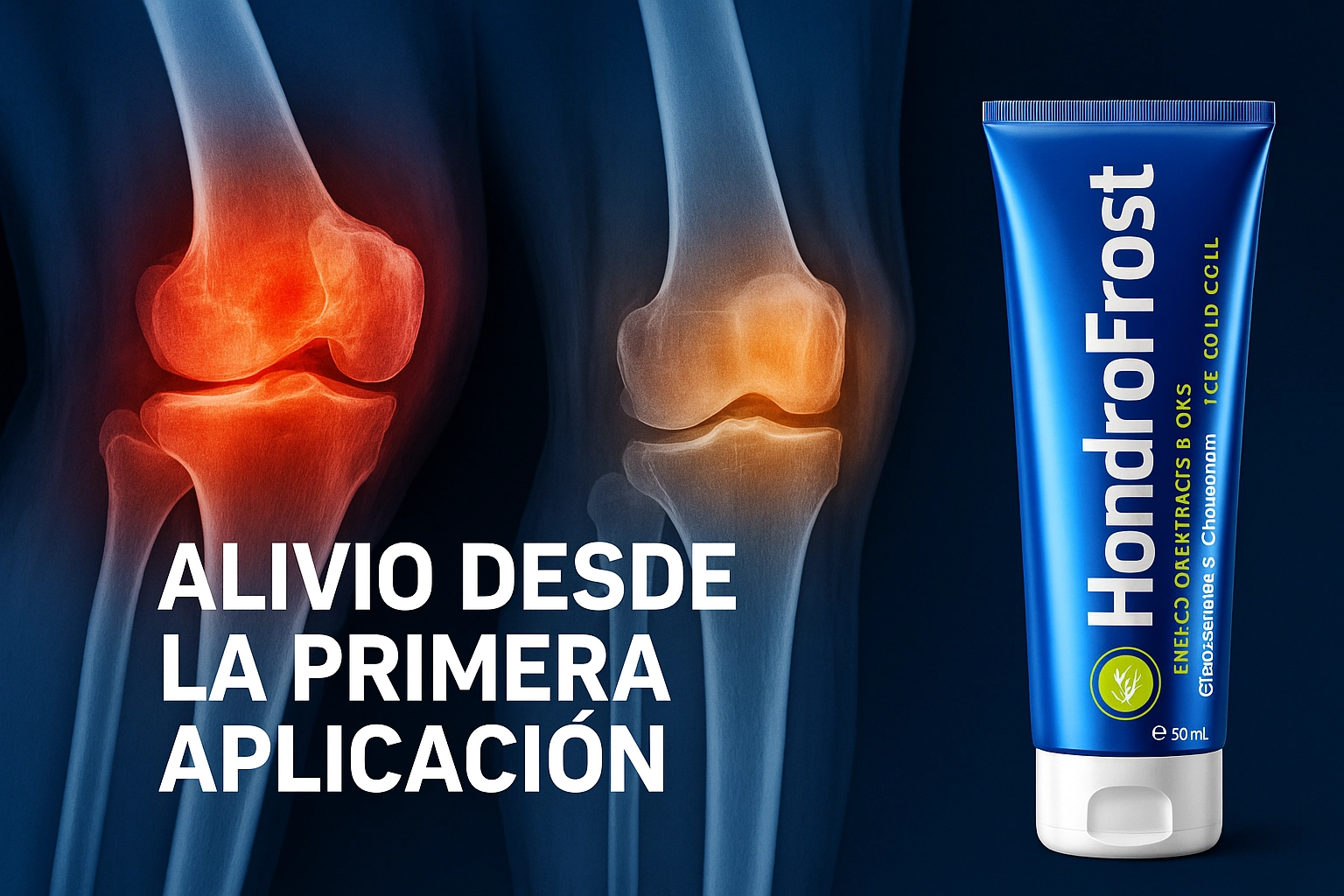 Aplicación del gel HondroFrost en la rodilla