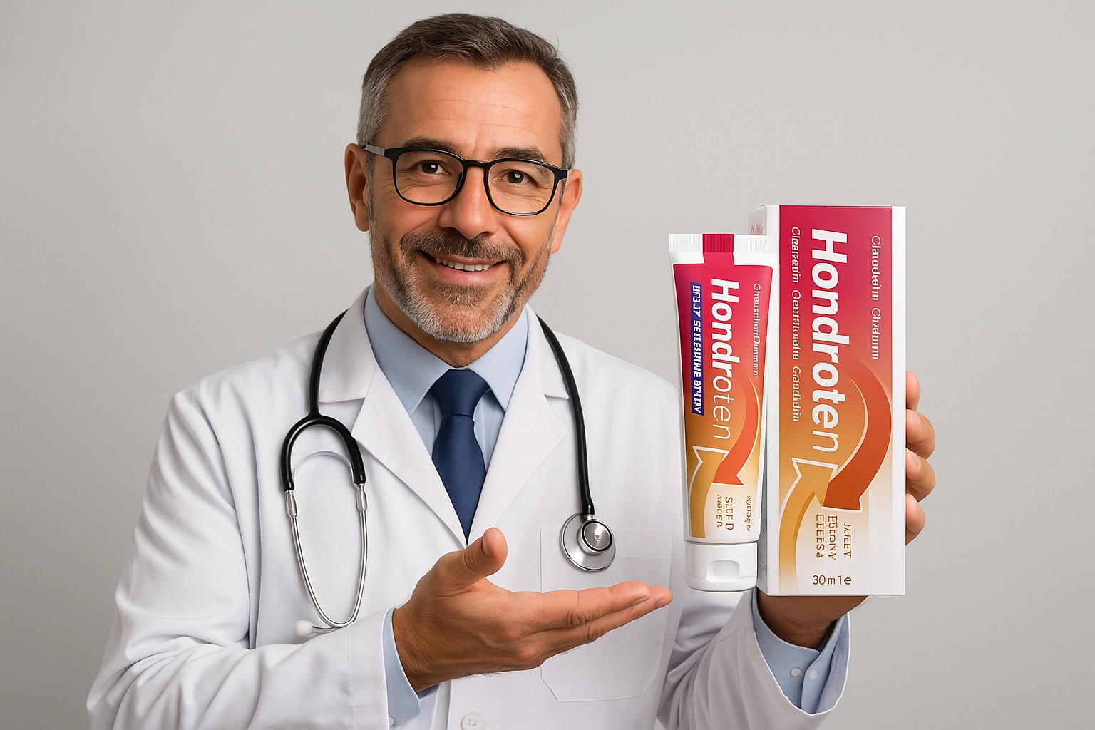 Médico especialista recomendando Hondroten como tratamiento seguro y efectivo