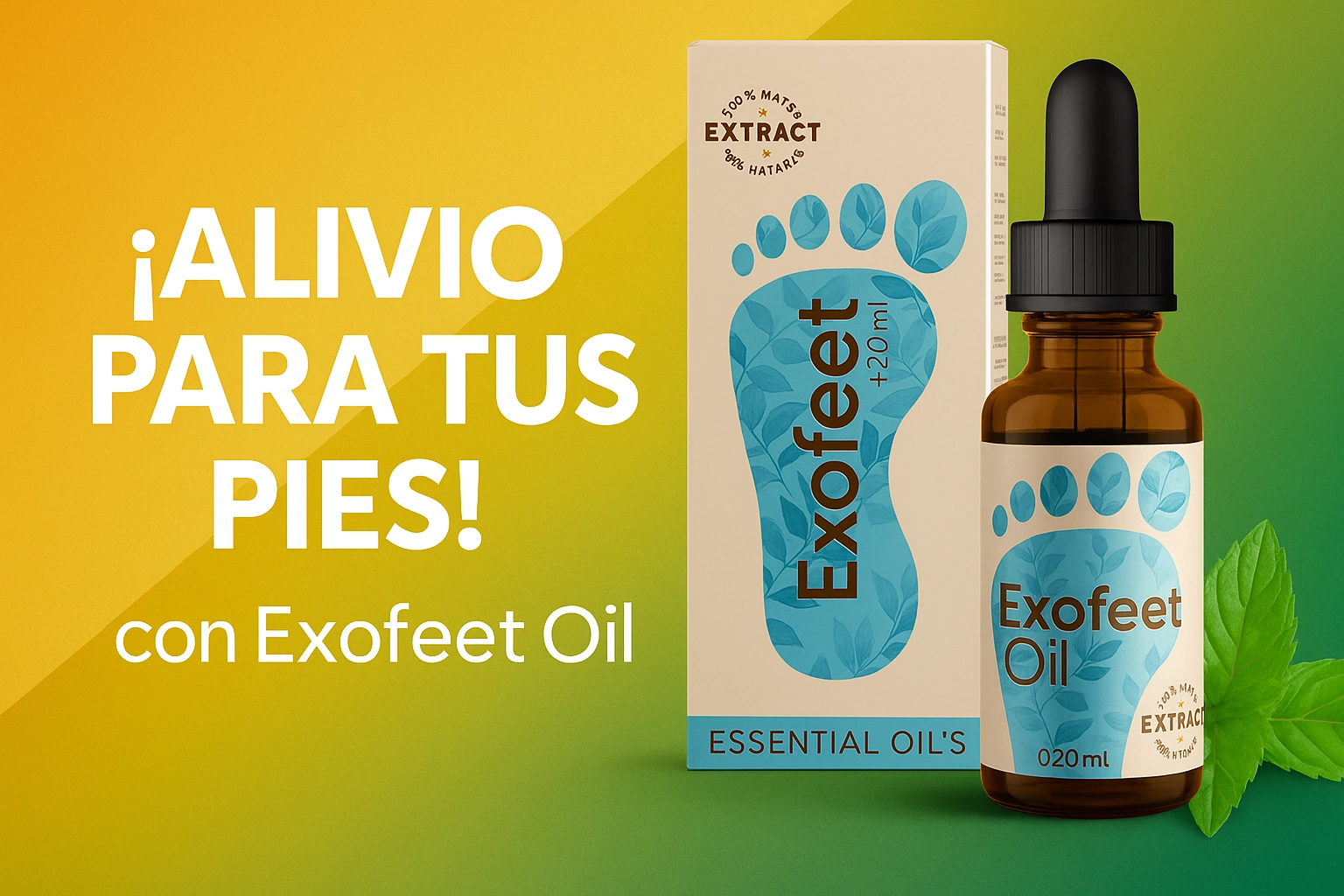 Promoción de Exofeet Oil con texto en español:
